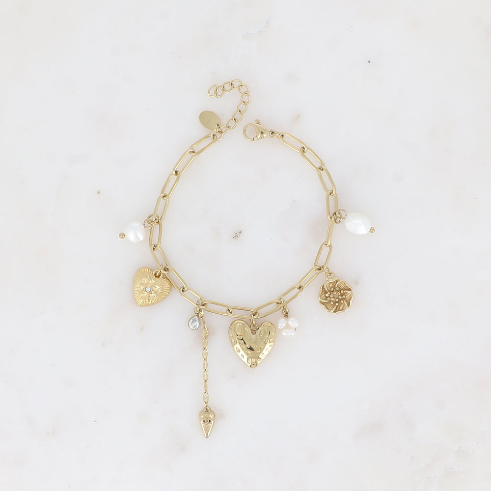 BRACELET BETHANY - MAILLE OVALE AVEC BRELOQUES