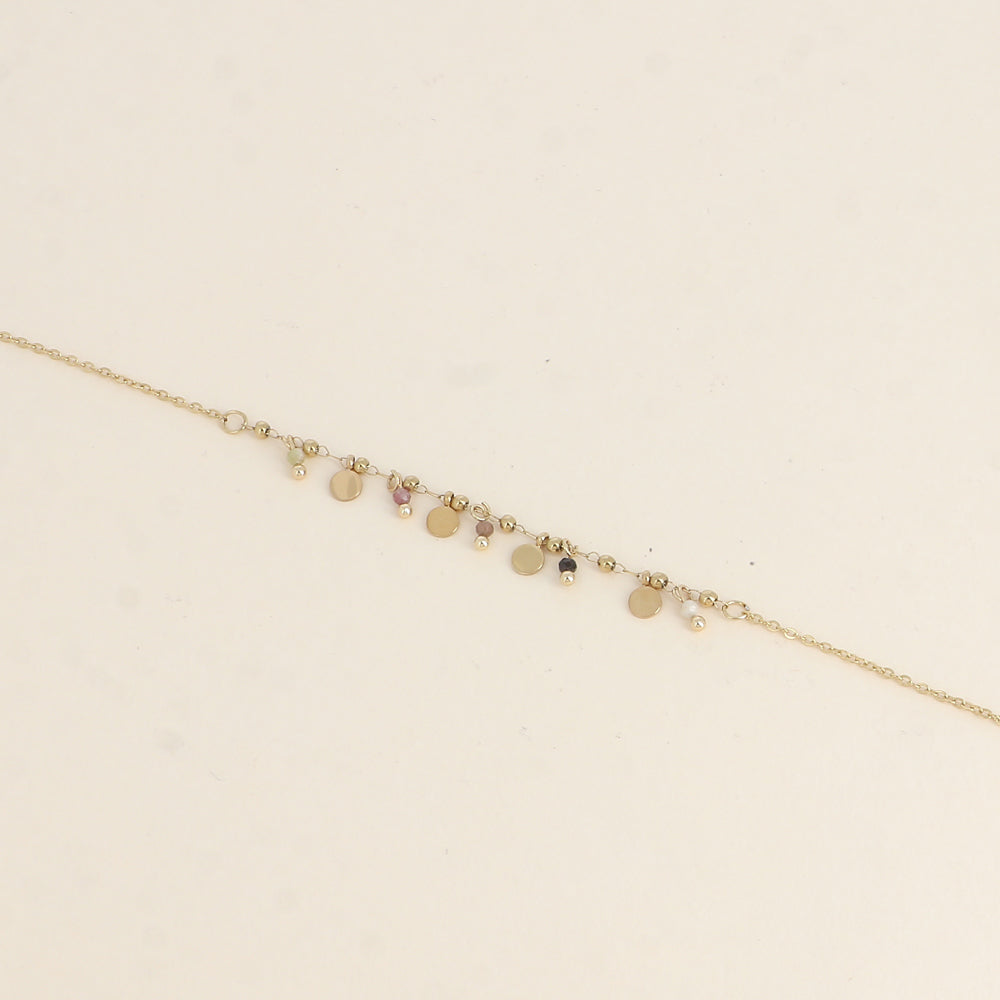 Bracelet - pampilles rondes et pierres naturelles
