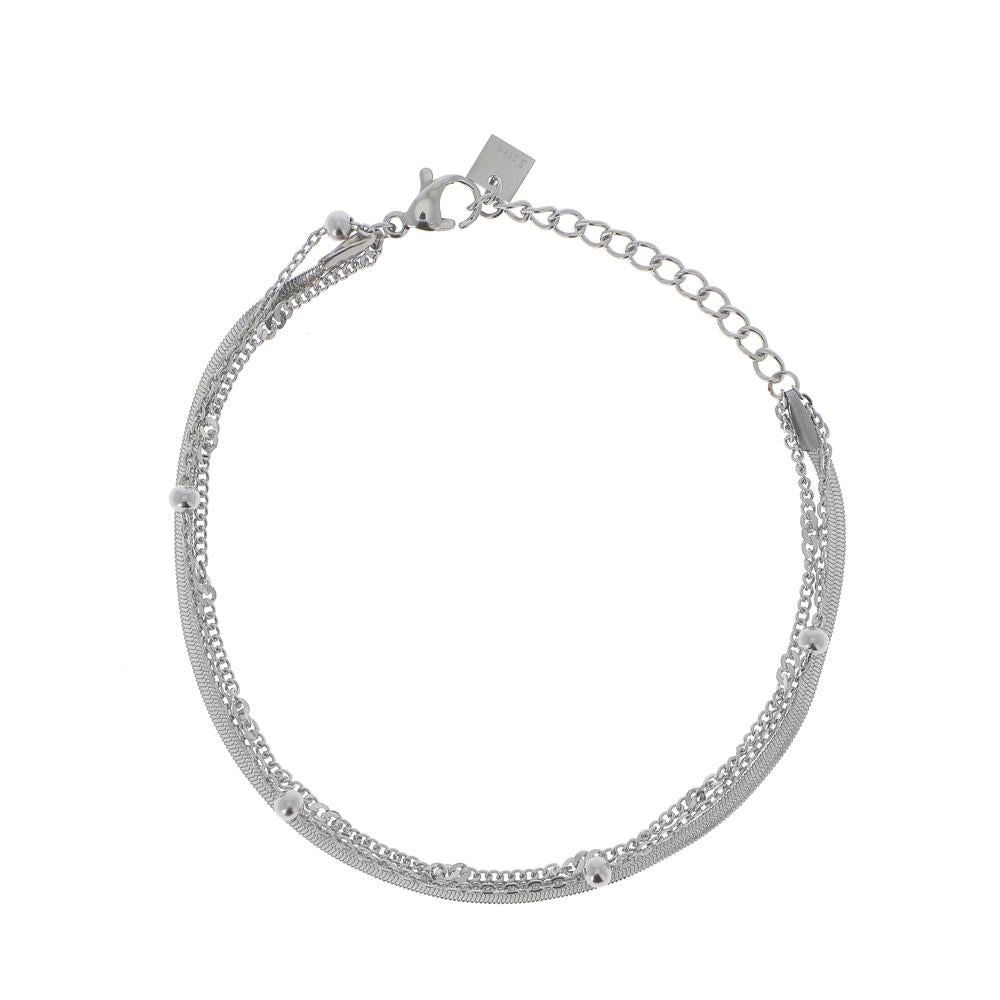 BRACELET FOXY - MAILLE MIROIR AVEC BOULES / DORE OU ARGENT