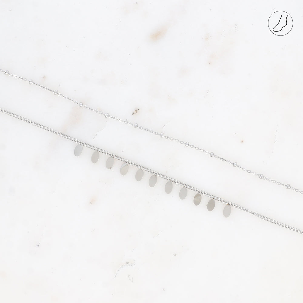 BRACELET DE CHEVILLE - 2 RANGS / DORE OU ARGENT