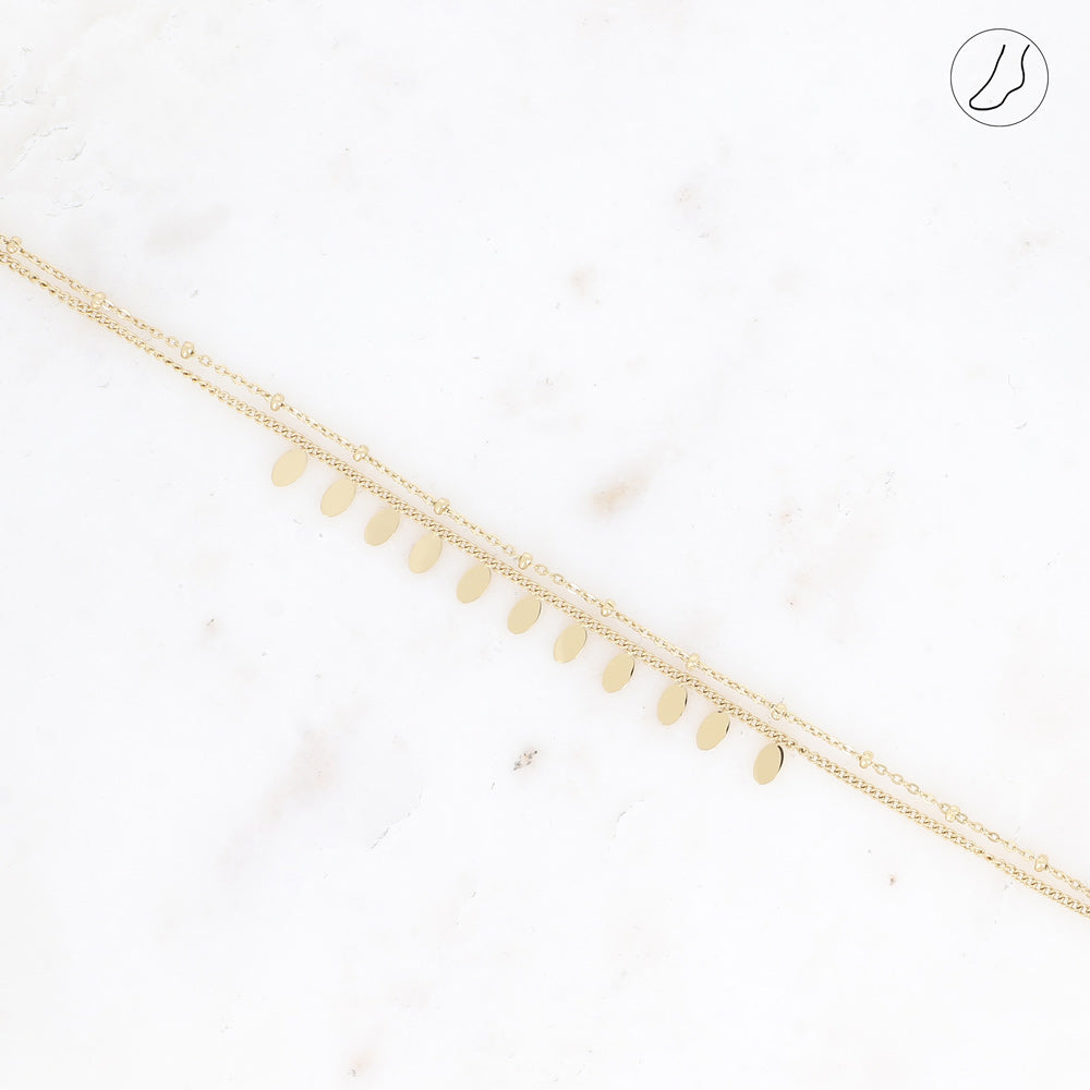 BRACELET DE CHEVILLE - 2 RANGS / DORE OU ARGENT