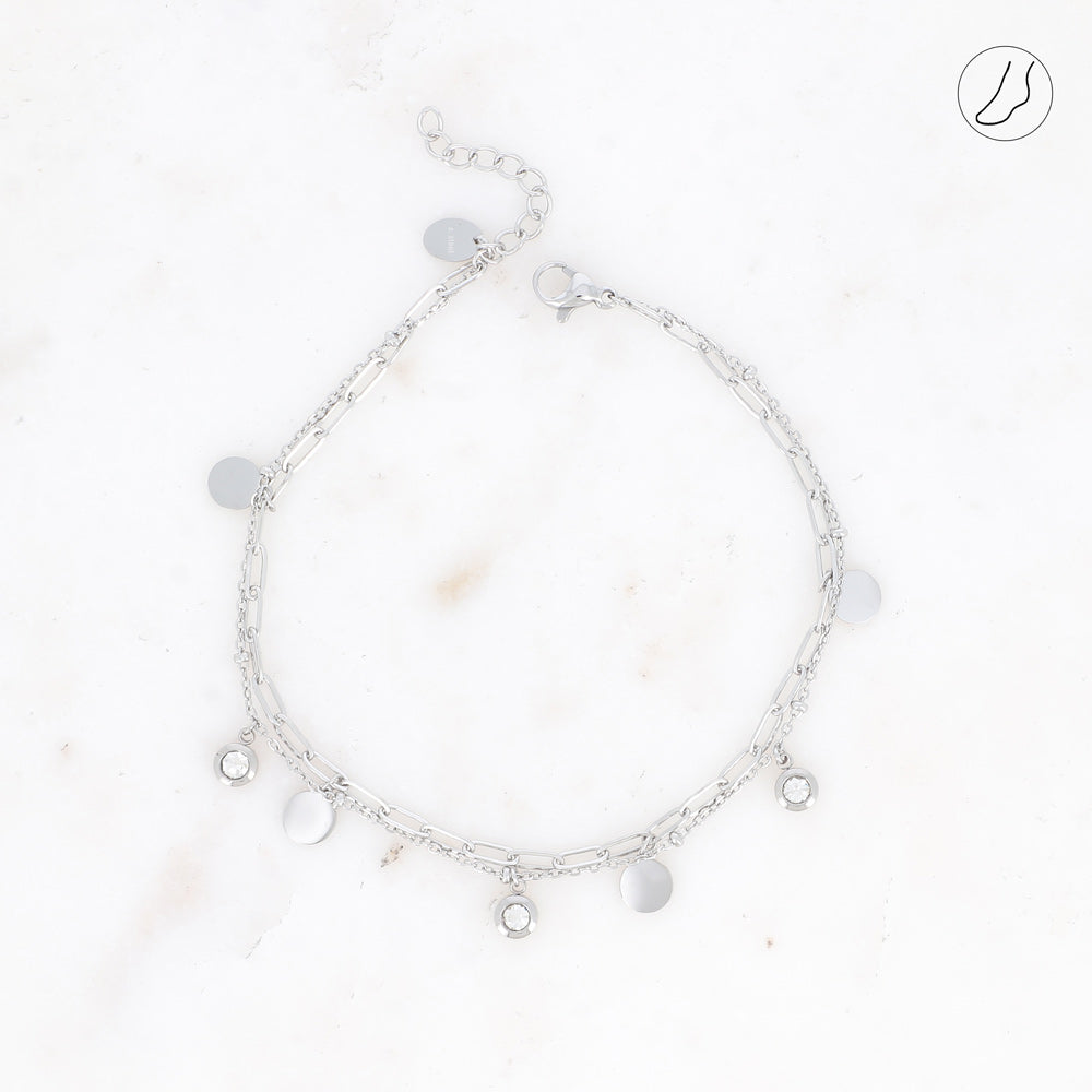 BRACELET DE CHEVILLE - 2 RANGS / DORE OU ARGENT