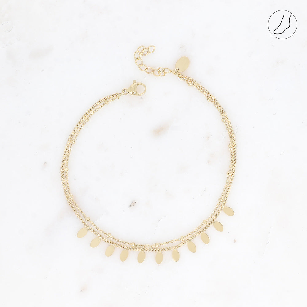 BRACELET DE CHEVILLE - 2 RANGS / DORE OU ARGENT