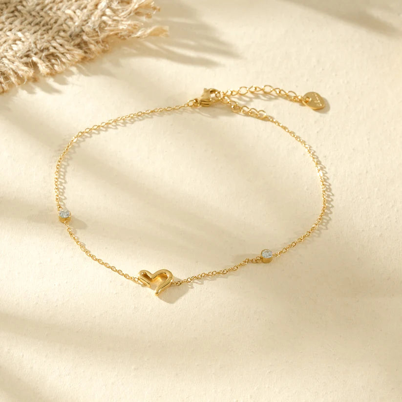 BRACELET DE CHEVILLE COEUR ET STRASS