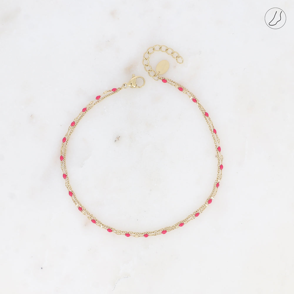 BRACELETS DE CHEVILLE 2 RANGS / PLUSIEURS COULEURS