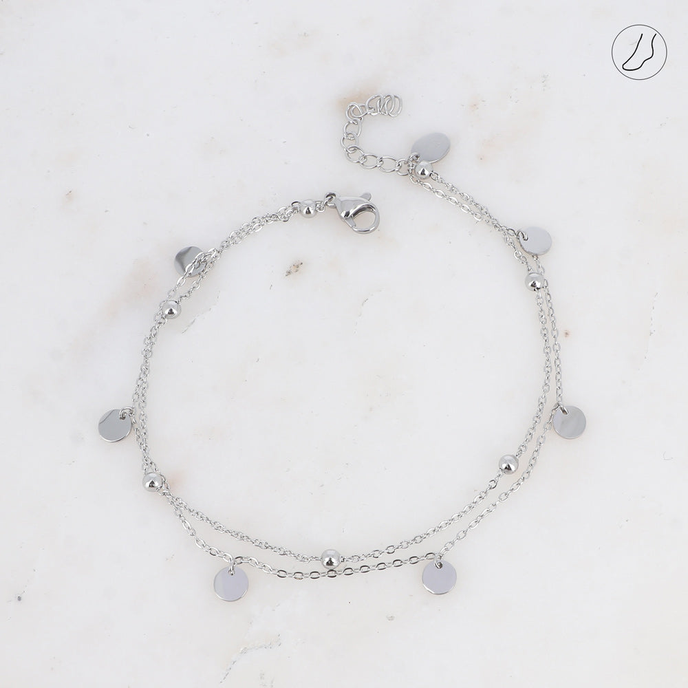 BRACELET DE CHEVILLE IVANNE - 2 RANGS / DORE OU ARGENT