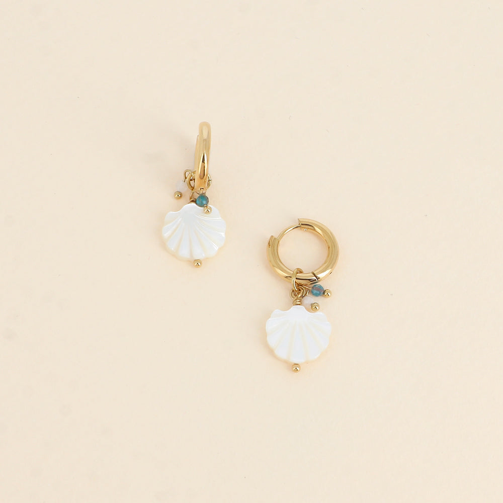 CREOLES - COQUILLAGE NACRE, 2 PIERRES NATURELLES