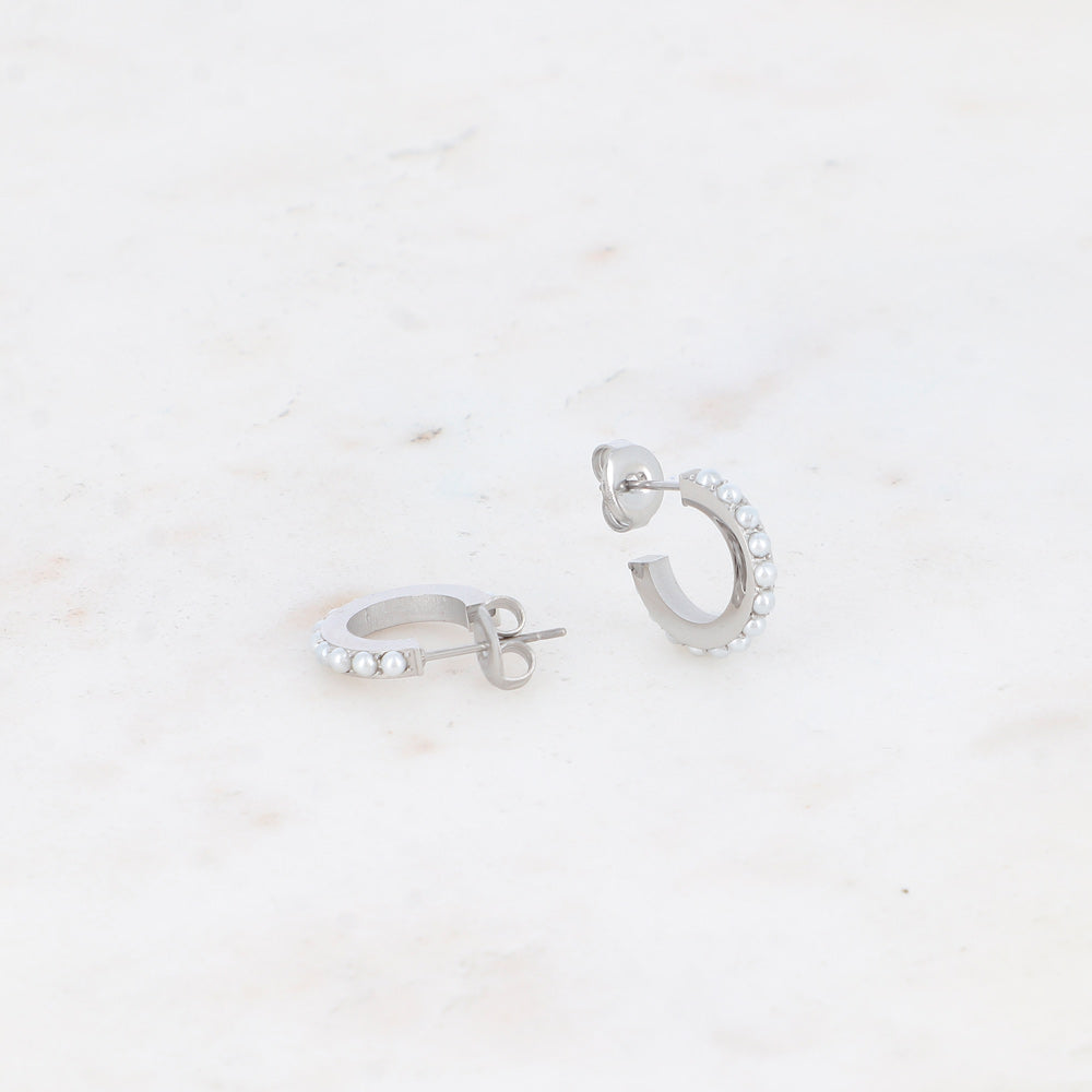 CREOLES AISHA - PETITES BOULES NACREES / DORE OU ARGENT