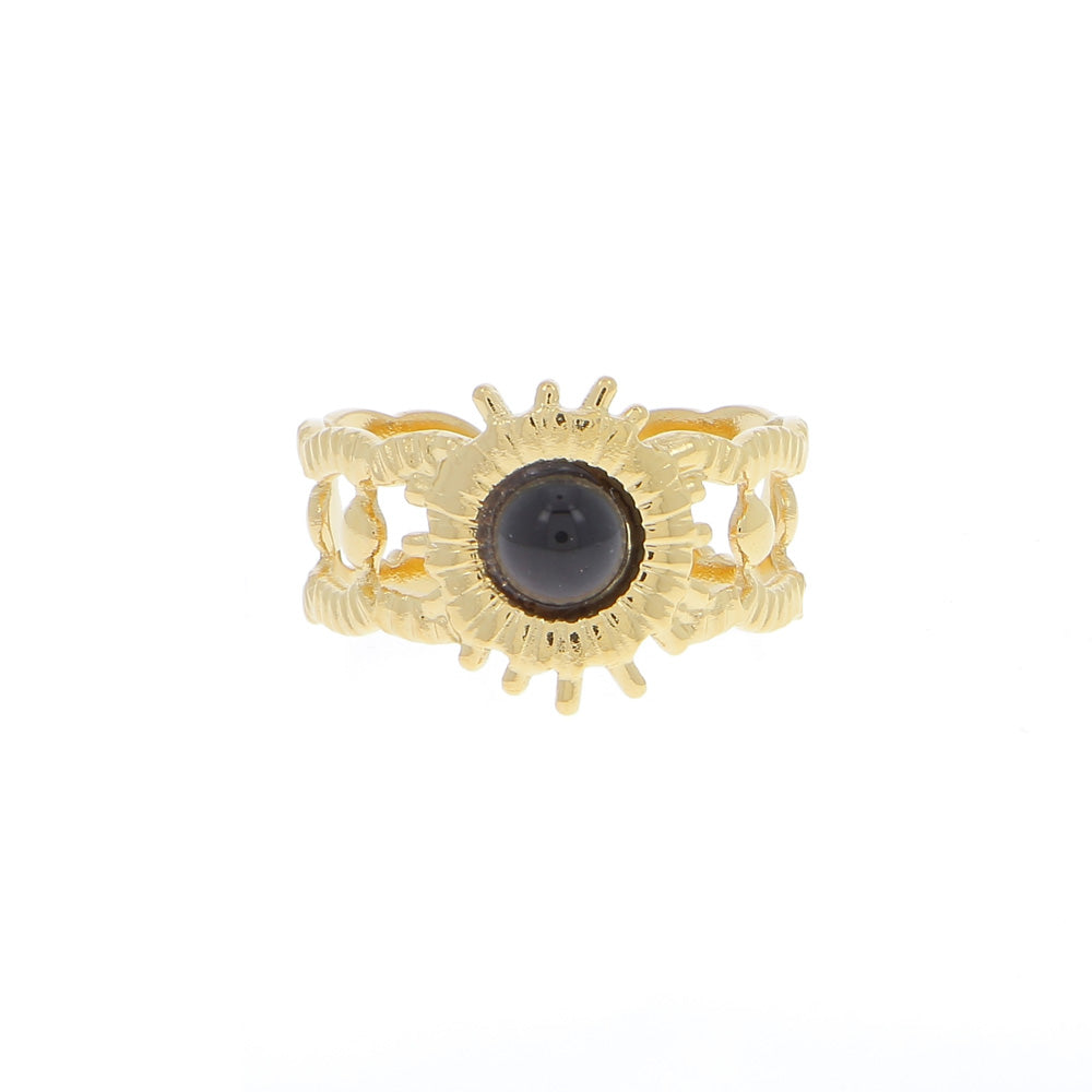 BAGUE SOLEIL ET PIERRE NATUERLLE