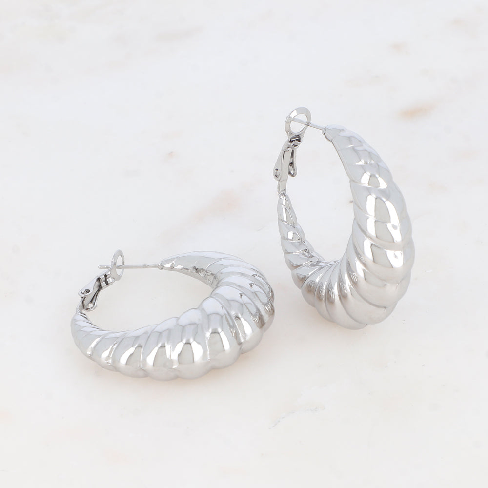 CREOLES A CLIQUET TEXTURES STYLE BOMBE / DORE OU ARGENT