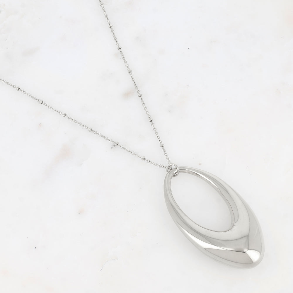 SAUTOIR AVEC PENDENTIF GEOMETRIQUE BOMBE EFFET MIROIR