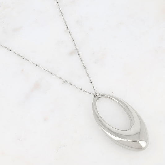 SAUTOIR AVEC PENDENTIF GEOMETRIQUE BOMBE EFFET MIROIR