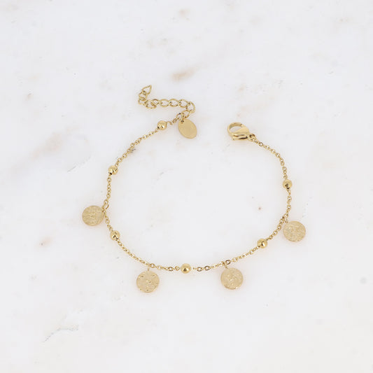 BRACELET CELESTINA - PAMPILLES RONDES MARTELÉES / DORE OU ARGENT