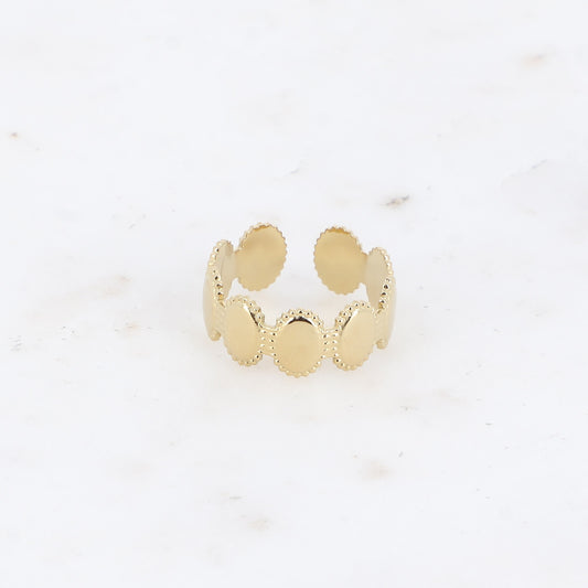 BAGUE - OVALES AUX CONTOURS EFFET PERLE / DORE OU ARGENTE