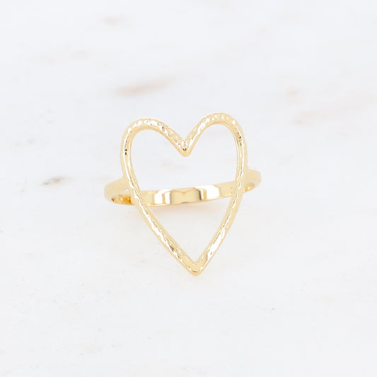 BAGUE HEAVY - COEUR AJOURÉ / DORE OU ARGENT