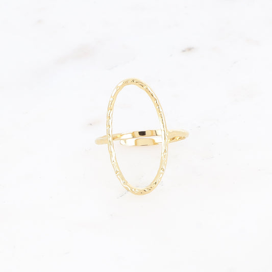BAGUE FINE ILSA - OVALE AJOURÉ EFFET MARTELÉ / DORE OU ARGENT