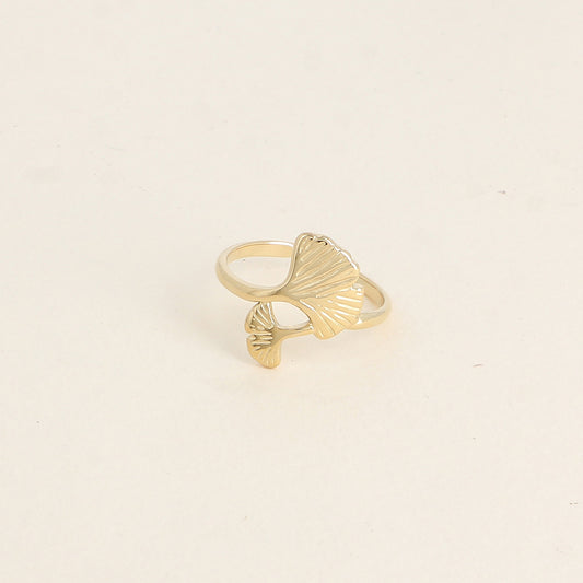 BAGUE - 2 GINKOS / DORE OU ARGENT