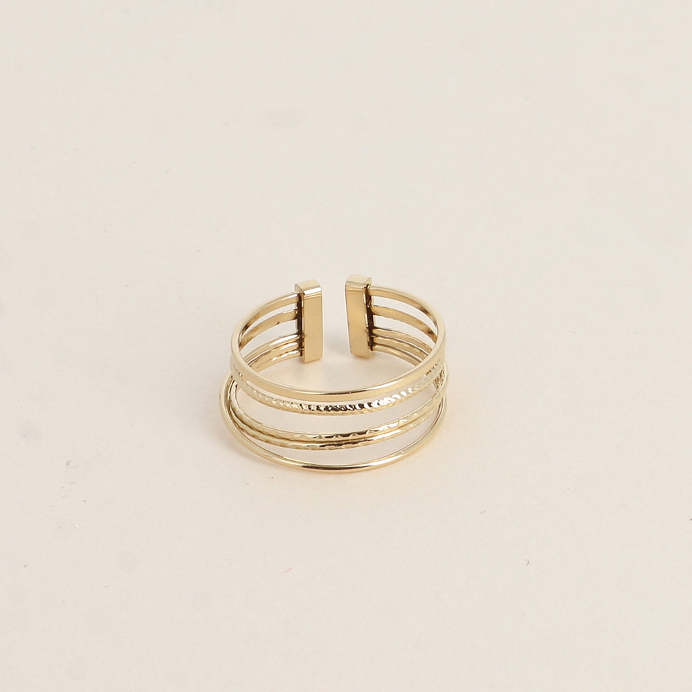 BAGUE - 5 ANNEAUX / DORE OU ARGENT
