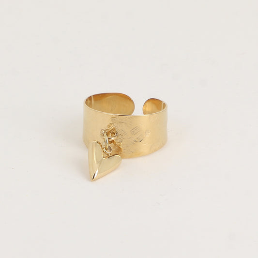 BAGUE - ANNEAU BROSSE ET PAMPILLE COEUR