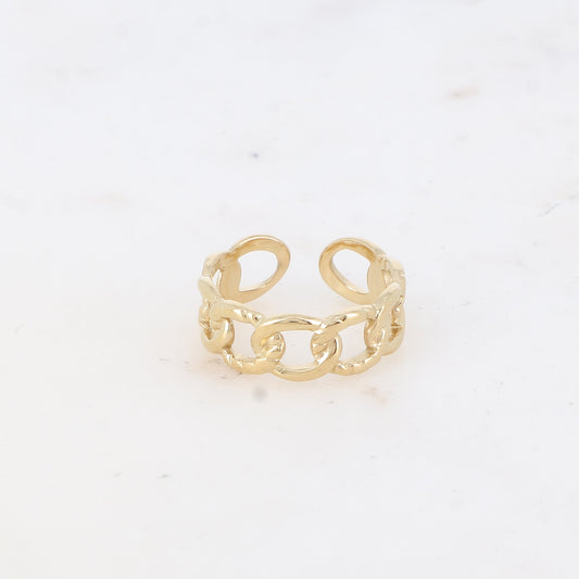 BAGUE - MAILLE ALTERNEE, LISSE ET TRESSEE / DORE OU ARGENT