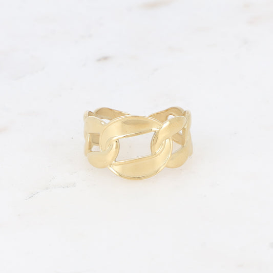 BAGUE - MAILLE EPAISSE AJOUREE / DORE OU ARGENT