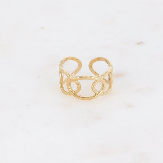 BAGUE - OVALE AJOURES, LISSES ET TRESSES / DORE OU ARGENT