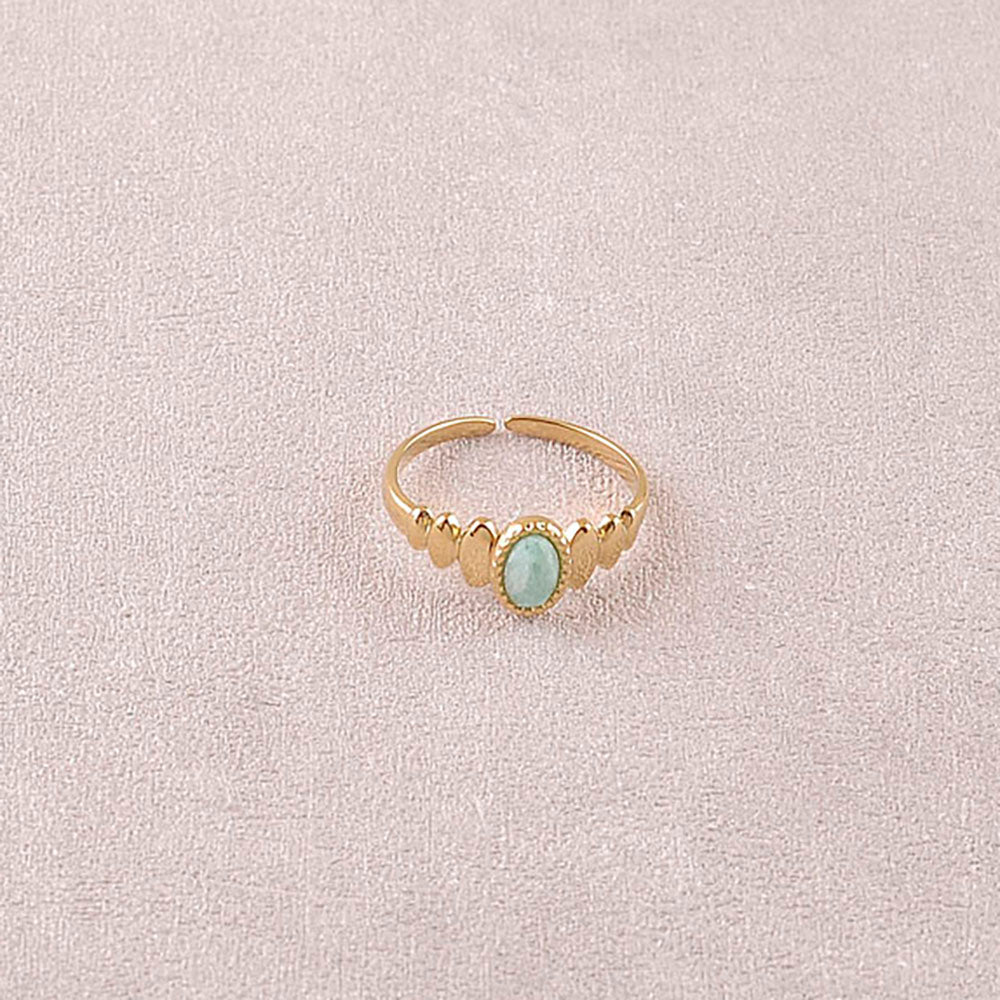 BAGUE - PIERRE NATURELLE OVALE / DIFFERENTES COULEURS
