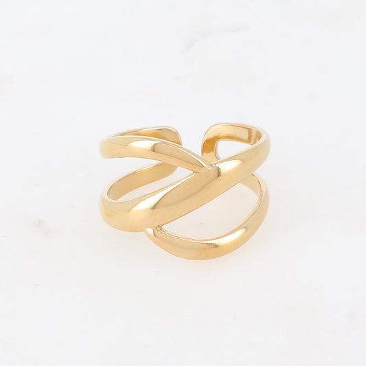 BAGUE 2 RANGS GRAPHIQUE EFFET LISSE / DORE OU ARGENT