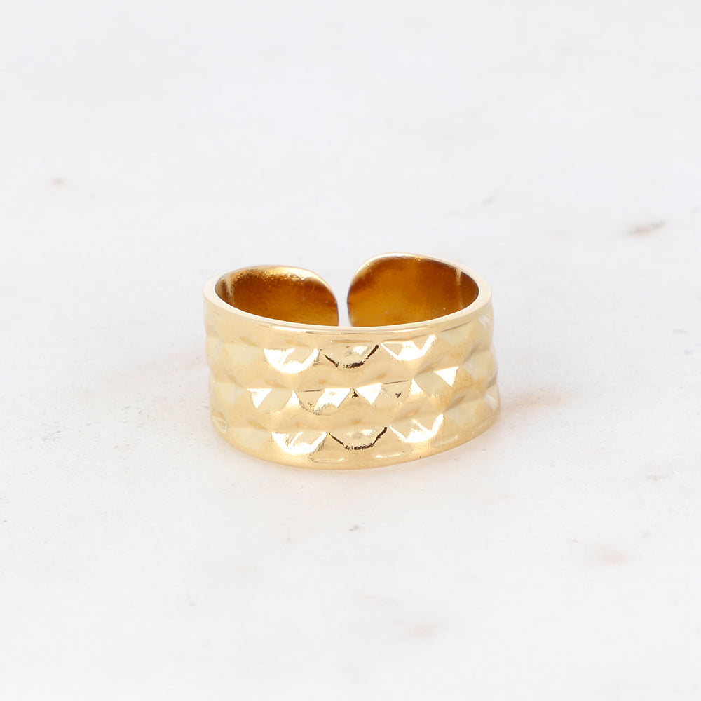 BAGUE ESMA - GRAPHIQUE EFFET MATELASSE / DORE OU ARGENT