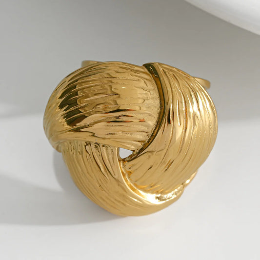 BAGUE LARGE BANDES CROISEES / DORE OU ARGENT