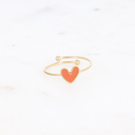 BAGUE YESENIA - COEUR EMAILLE / DORE OU ARGENT