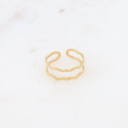 BAGUE - 2 ANNEAUX ZIGZAG STRIE / DORE OU ARGENT