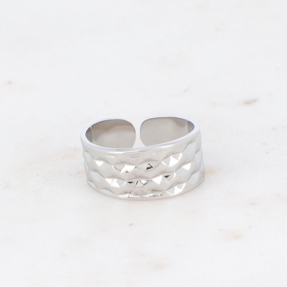 BAGUE ESMA - GRAPHIQUE EFFET MATELASSE / DORE OU ARGENT