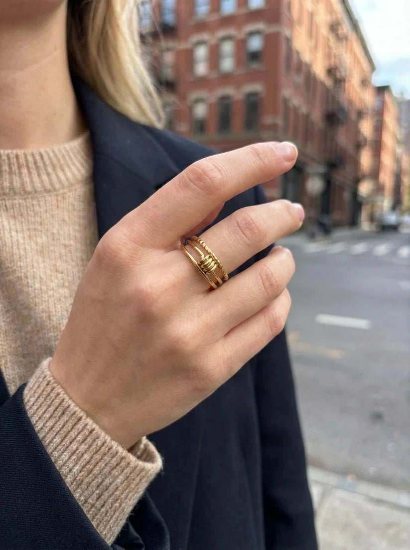 BAGUE TRIPLE ANNEAUX / DORE OU ARGENT
