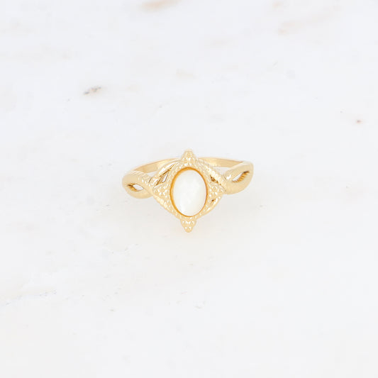 BAGUE AVEC PIERRE NATURELLE OU NACRE / DIFFERENTES COULEURS