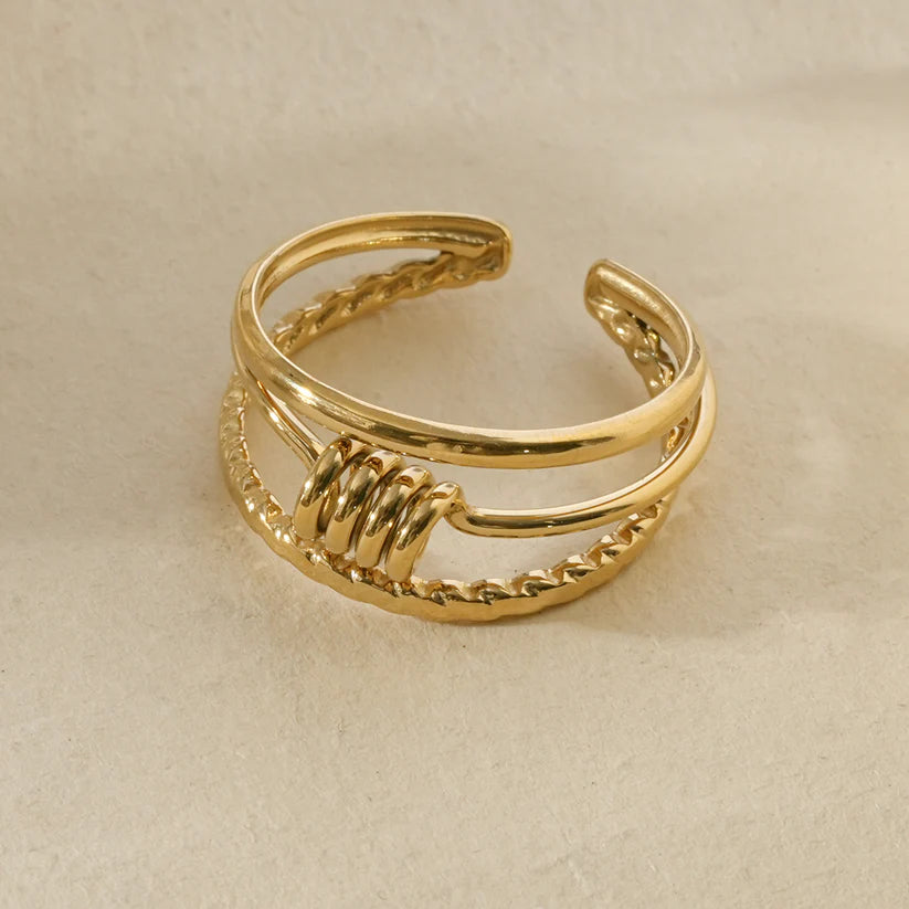 BAGUE TRIPLE ANNEAUX / DORE OU ARGENT