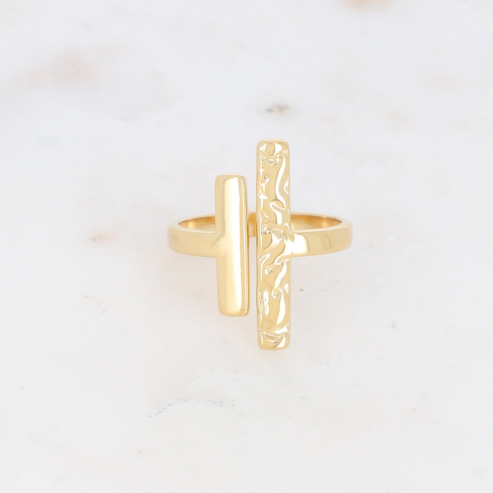 BAGUE AVEC 2 BARRES / DORE OU ARGENT