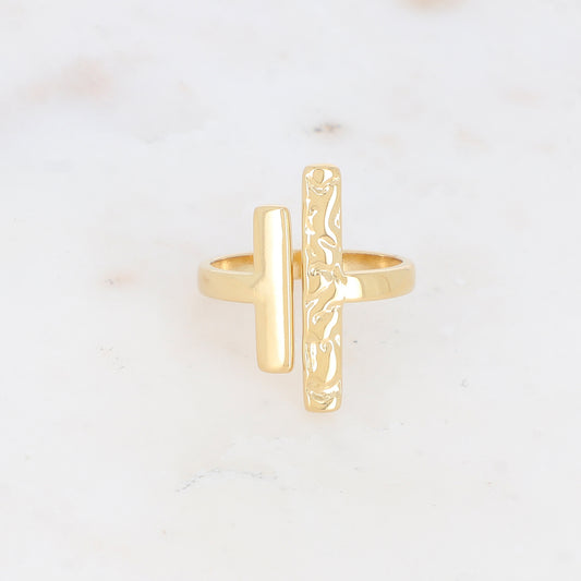 BAGUE AVEC 2 BARRES / DORE OU ARGENT