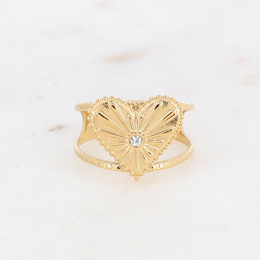 BAGUE AVEC COEUR /  DORE OU ARGENT