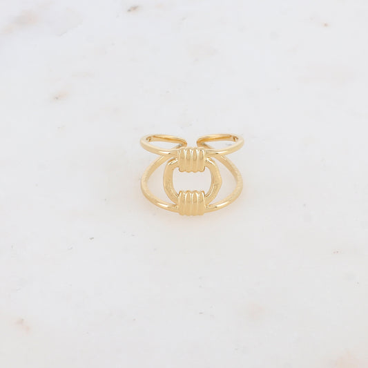 BAGUE DOUBLE RANGS AJUSTABLE / DORE OU ARGENT