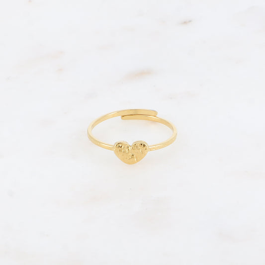 BAGUE FINE - ANNEAU MARTELE ET COEUR PLAT TEXTURE