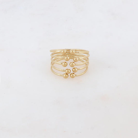 BAGUE FINE ET MARTELEE 5 RANGS / DORE OU ARGENT
