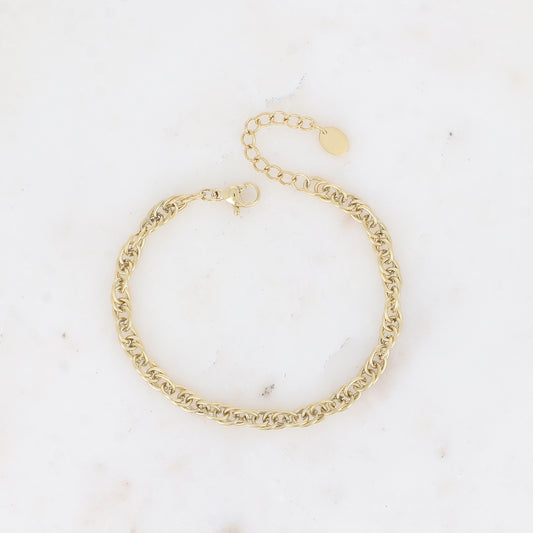 BRACELET - MAILLE ANNEAUX OVALES TORSADES EPAIS / DORE OU ARGENT