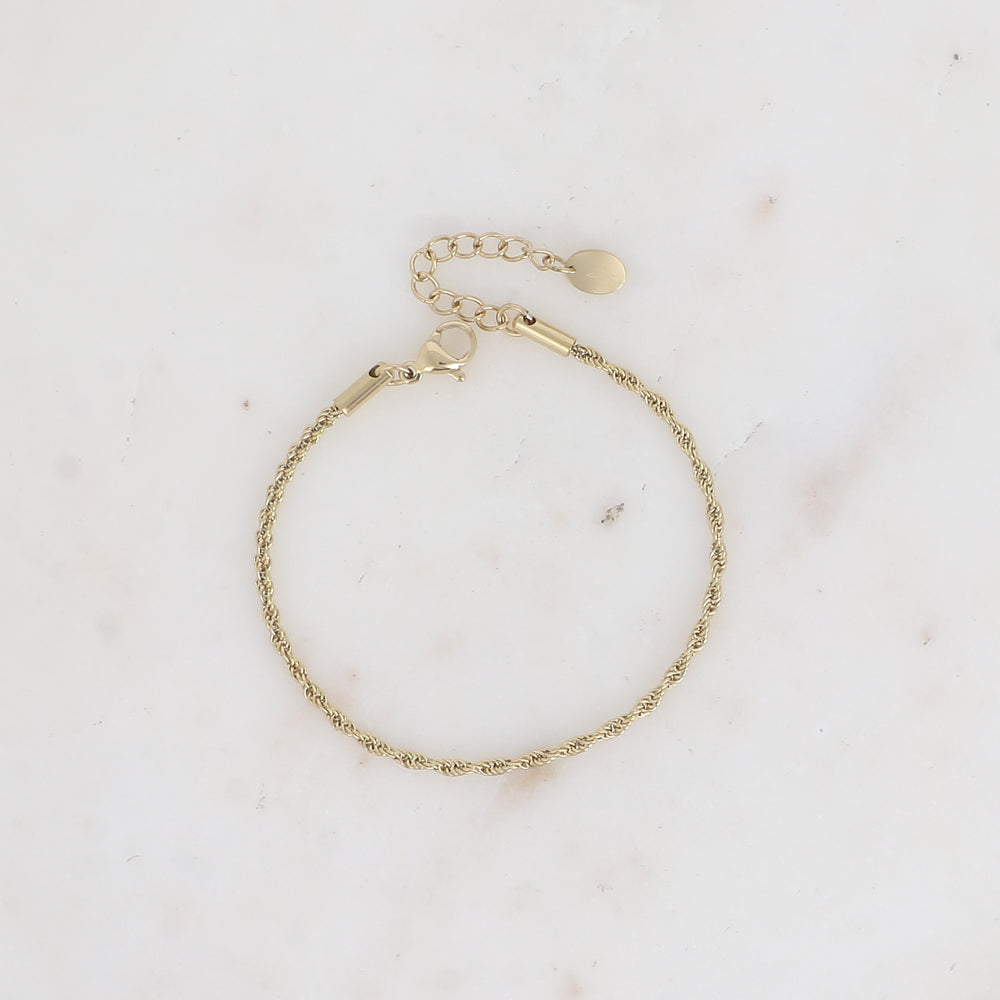 BRACELET - MAILLE EFFET TORSADEE EPAISSE / DORE OU ARGENT