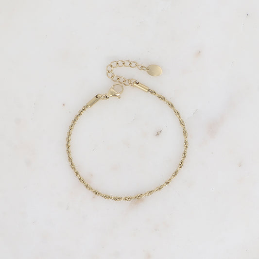 BRACELET - MAILLE EFFET TORSADEE EPAISSE / DORE OU ARGENT