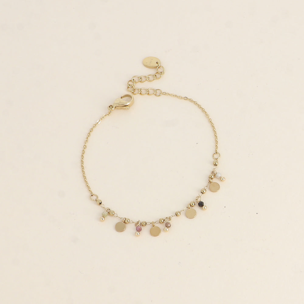 Bracelet - pampilles rondes et pierres naturelles