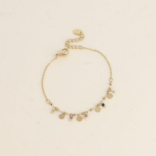 Bracelet - pampilles rondes et pierres naturelles