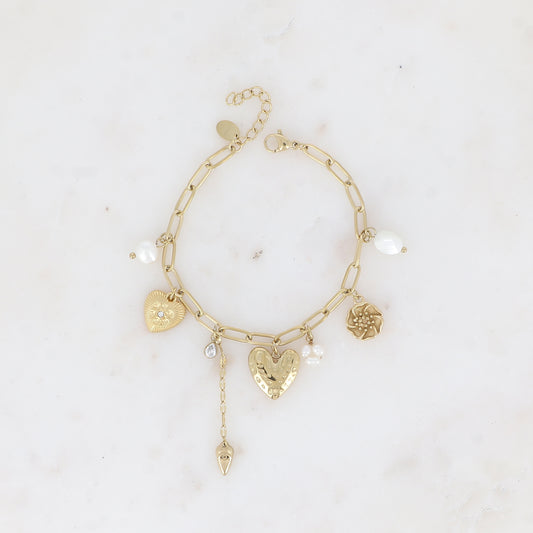 BRACELET BETHANY - MAILLE OVALE AVEC BRELOQUES