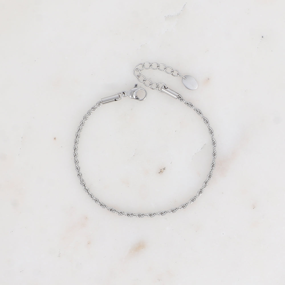 BRACELET - MAILLE EFFET TORSADEE EPAISSE / DORE OU ARGENT