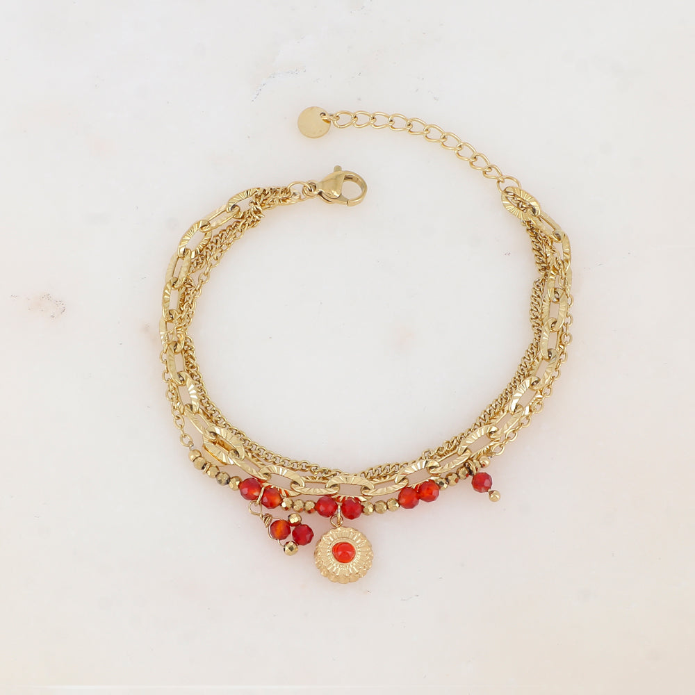 BRACELETS 3 RANGS DORE / DIFFERENTES COULEURS